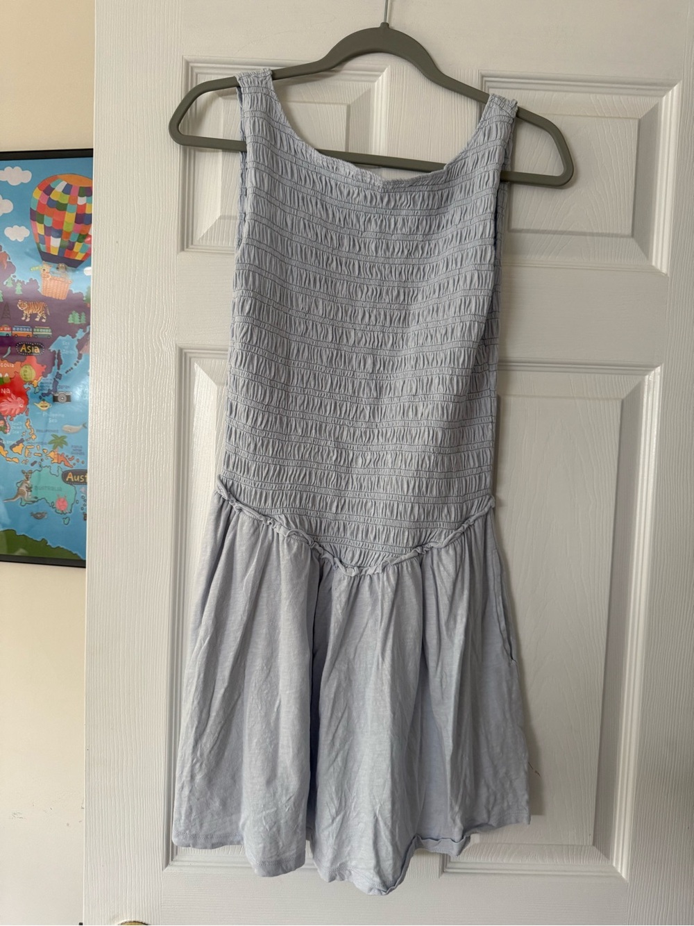 Aerie Worn Once Light Blue Smocked mini dress